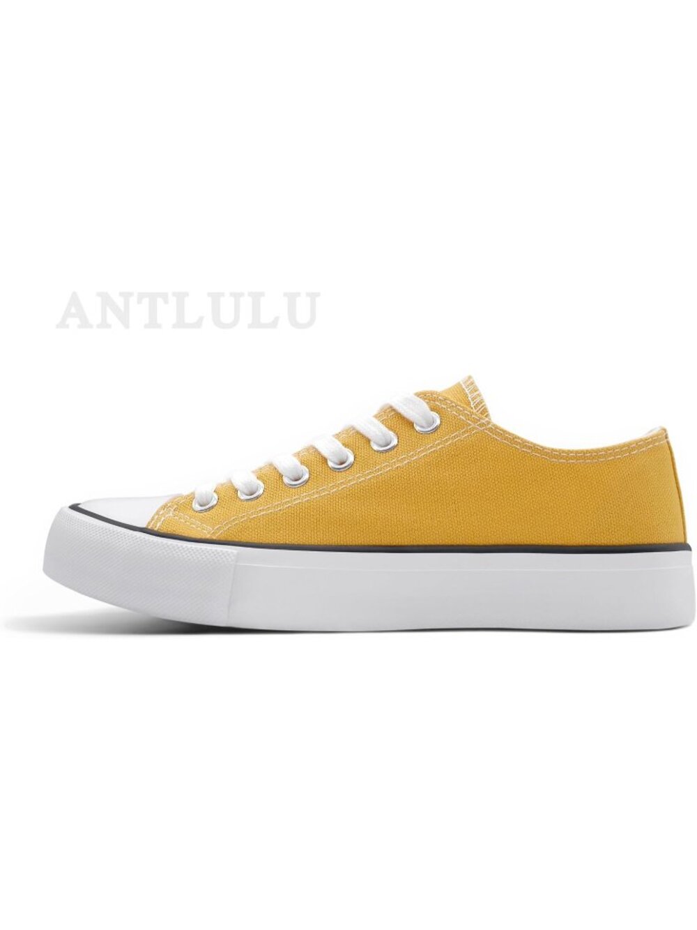 Women's Mustard Canvas Low Top and Lace up Fashion Classic Flexible Sneakers - Picture 6 of 6